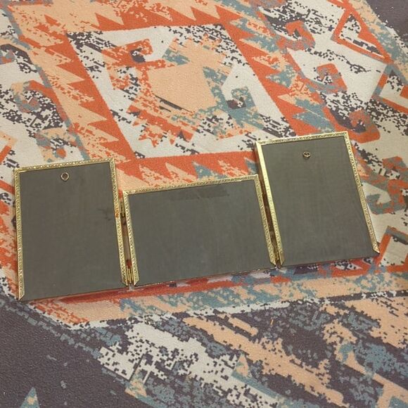 Vintage MCM gold trim tri-fold 5x7 frame, tri fold wallet frame, 3.5x2.5 frame - Picture 11 of 11